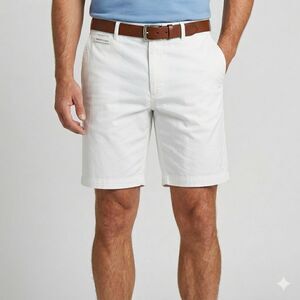 Peter Millar Chino Shorts Mens 40 White Pima Cotton Golf Double Eagle 9" Inseam